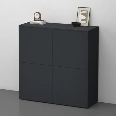 Immagine prodotto di doporro Mobile Organizzatore Credenza Buffet in Legno con 4 Ante Push-to-Open e Soft-Close per Soggiorno, Sala da Pranzo o Ingresso, 100x36,4x100 cm Antracite opaco Schrank04