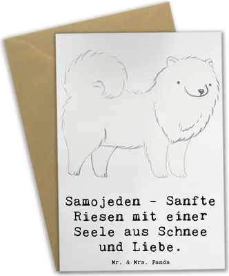 Produktbild von Mr. & Mrs. Panda Klappkarte Samojede Liebe - Weiß - Geschenk, Grußkarten, Hunde, genesungskarte, Hunderassen Charakter, weihnachtskarten, Hundeliebhaber, Familie