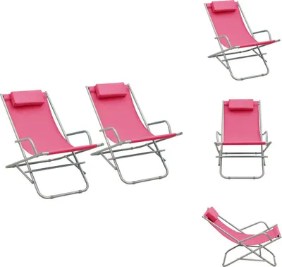 Produktbild von vidaXL Schaukelstühle 2 Stk. Stahl Rosa - Sonnenliegen