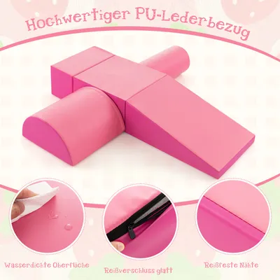 Produktbild von COSTWAY 5 TLG. Schaumstoffbausteine, Riesenbausteine zum Toben und Klettern, Softbausteine aus Schaumstoff (Pink)
