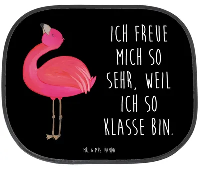 Produktbild von Mr. & Mrs. Panda Sonnenschutz für Autoscheiben Flamingo Stolz - Schwarz - Geschenk, Tochter, autofenster, Rosa, auto hitzeschutz, Fenster, Scheibenschutz, Mama