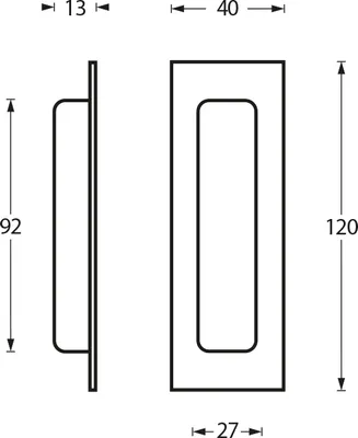 Immagine prodotto di Intersteel, maniglia a conchiglia rettangolare, 120 x 40 mm, acciaio inossidabile spazzolato