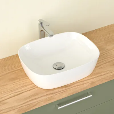 Produktbild von CASAMO Waschbecken Kompakt 50 cm – Aufsatzwaschbecken Rechteck Waschtisch für Badezimmer & Gäste-WC