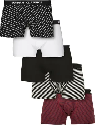 Produktbild von Urban Classics Boxer Shorts 5-Pack bur/dkblu+wht/blk+wht+AOP+blk S