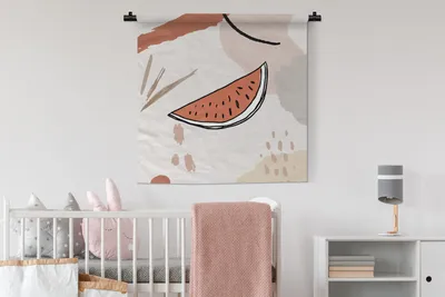 Produktbild von MuchoWow® Wandteppich Wandbehang Sommer - Wassermelone - Weiß 90x90 cm Tapisserie Dekoration Wandtuch - Wandaufhänger
