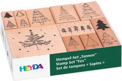 Produktbild von HEYDA Motivstempel-Set "Tannen" in Klarsicht-Box 10 Stempel