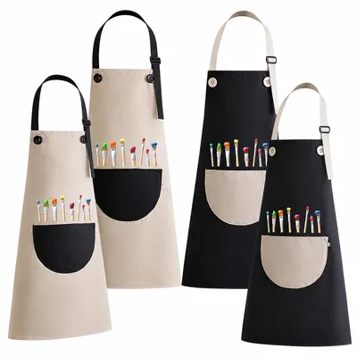 Produktbild von Kinder Malschürze 4er Set, wasserfeste Bastelschürze für Kinder, abwaschbar, mit Malstift-Motiv, für Malen, Basteln, Kochen und Schule