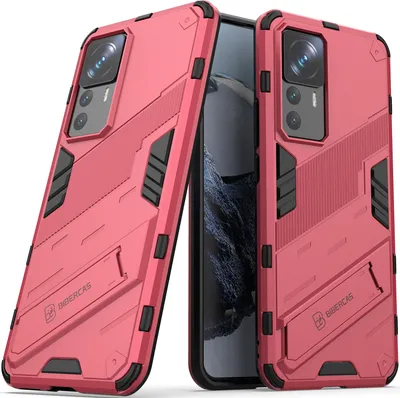 Produktbild von Armor Hülle für Xiaomi 12T/12T Pro/Redmi K50 Ultra, Hybrid PC TPU Bumper Stoßfestes Schutzhülle mit Standfunktion Rosa