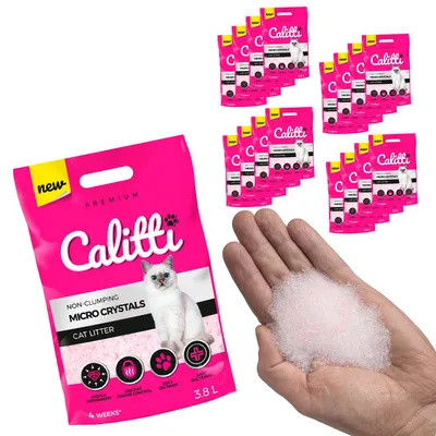 Obrázok produktu pre Calitti - mikrosilikátová podstielka pre mačky | Antibakteriálny piesok pre mačky | Sada 16 ks 16 x 3,8 l = 60 l