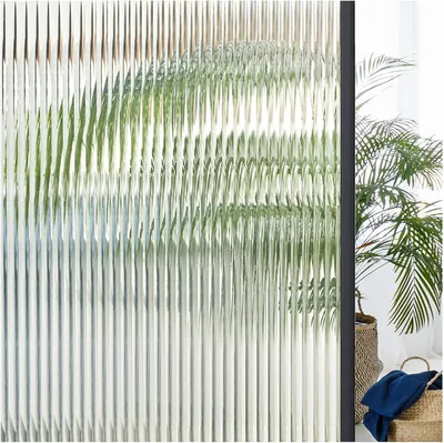 Produktbild von Fensterfolie Fensterfolie, blickdicht, selbstklebend, Sichtschutzfolie, Streifen, Schilfglas-Effekt, Milchglasfolie, statisch haftend, Anti-U