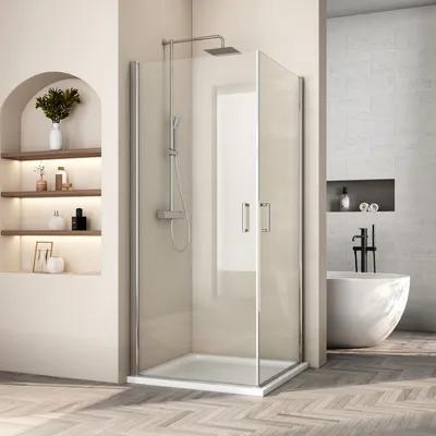 Obrázek produktu pro Heilmetz sprchové kouty 80x80x195cm rohová vstupní sprchová zástěna otočné dveře 6mm ESG Nano skleněný sprchový kout