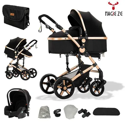 Productafbeelding van OEM 3-in-1 kinderwagen met autostoel en reiswieg zwart