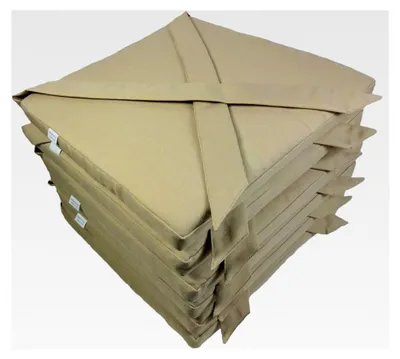 Produktbild von Set 6 Stuhlkissen/Sitzkissen Marina eckig mit Schleife 40 x 40 cm Dicke 5 cm, Farbe beige - Hergestellt in der EU