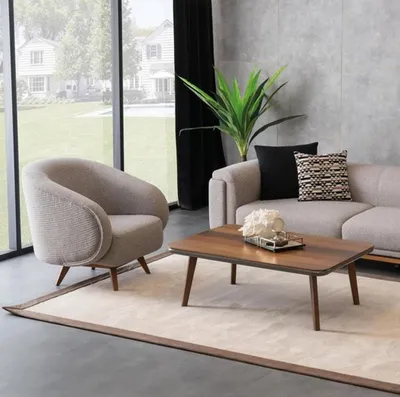 Immagine prodotto di Poltrona di design poltrona imbottita poltrona lounge tavolino in tessuto soggiorno
