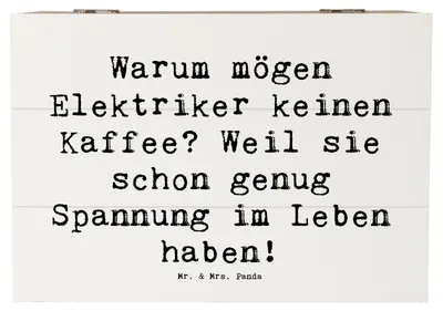 Produktbild von Mr. & Mrs. Panda Geschenkbox Spruch Elektriker Witz 22 x 15 cm - Weiß - Geschenk, Schatulle, Freude, Humor, humorvoll, Elektroniker, Kiste mit Deckel, Techniker, Holzbox