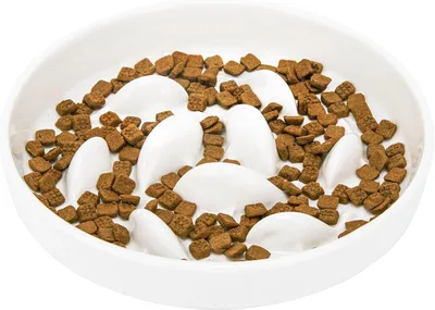 Obrázok produktu pre Protihltacia miska 16 cm, keramika, pre mačky, biela