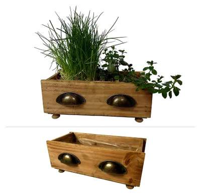 Produktbild von 2 Schubladen zum Bepflanzen im Set - Blumentopf für Kräuter und Blumen, Blumenkasten - Innen- und Außenbereich