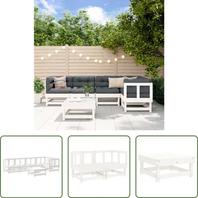 Produktbild von The Living Store 6-tlg. Garten-Lounge-Set Weiß Massivholz Kiefer