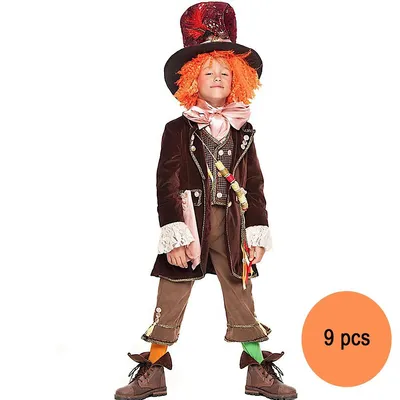 Hutmacher Kostüm verrückter Johnny Deluxe für Kinder 6-10 Jahre bunt Alice im Wunderland Fasching Karneval Mottoparty