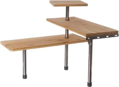 Produktbild von Eckregal für die Küche - Bambus und Edelstahl - 1 Stück