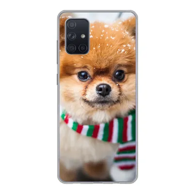 Produktbild von MuchoWow® Handyhülle Schutzhülle Hülle für Samsung Galaxy A51 Hund - Halstuch - Schnee Silikon Softcase Handy Hülle - Schutzabdeckung