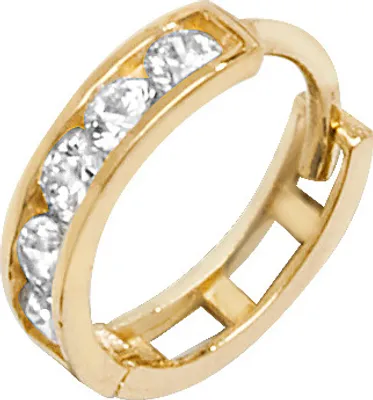 Produktbild von Wunderschöne 9 Karat (375) Gold Damen - Einzel Knorpel Creole mit Zirkonia - 9mm*2mm; WJS25973