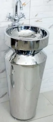 Image de Casa Padrino Lavabo de luxe en acier inoxydable Argent 40 x H. 86 cm - Meubles de salle de bain argentés - Collection Hôtel & Restaurant - Qualité de luxe