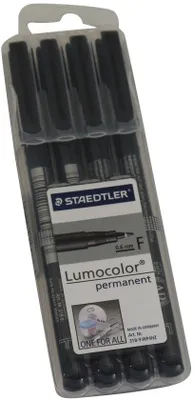 Produktbild von 4 STAEDTLER Lumocolor Folienstifte schwarz 0,6 mm permanent