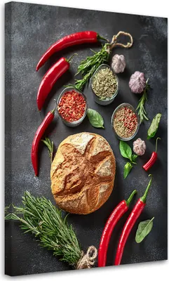 Produktbild von Leinwandbild Küche Lebensmittel Paprika Gewürze 60x90 Feeby Bunt bild für die wand bereit zum aufhängen