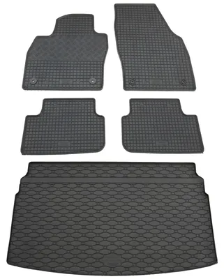 Rigum Gummi Fußmatten + Kofferraumwanne im Set für VW T-Cross, schwarz