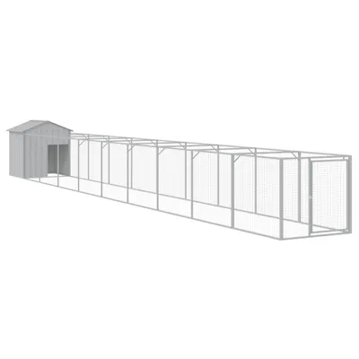 Produktbild von vidaXL Hundehütte mit Dach Hellgrau 117x1017x123 cm Verzinkter Stahl