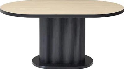 Produktbild von Esstisch für 6 Personen aus MDF - Natur und Schwarz - CALIENO