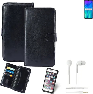 Produktbild von K-S-Trade 360° Hülle kompatibel mit Huawei Honor 20 inkl. Headphones schwarz Kunstleder Case BookCase WalletCase Kunstlederederhülle Handyhülle,