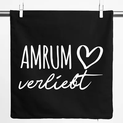 Produktbild von Huuraa Kissenbezug Amrum verliebt 40x40cm Black Baumwolle Dekokissenbezug Geschenkidee