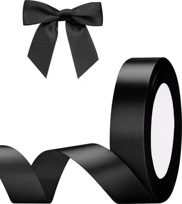 Productafbeelding van Famanu satijnkoord, zwart, 20 mm - Decoratief cadeaukoord voor knutselwerk en cadeauverpakkingen - 22 meter