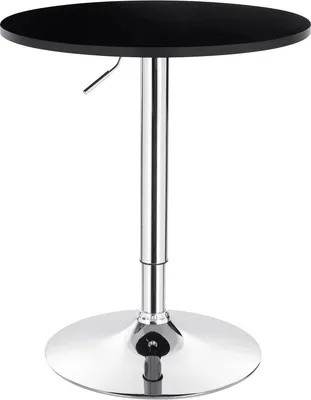 Immagine prodotto di Happyment Tavolo da bar rotondo - Regolabile in altezza - Per interni - Cucina - Legno e metallo - Nero - 60×60×68-88 cm