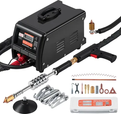 Immagine prodotto di SucceBuy kit per la riparazione delle ammaccature, saldatore a punti da 3 kW, estrattore di ammaccature con 9 modalità di funzionamento, saldatura automatica/manuale