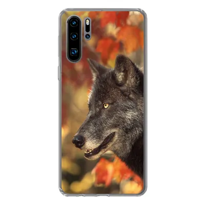Produktbild von MuchoWow® Handyhülle Schutzhülle Hülle für Huawei P30 Pro Wolf - Nahaufnahme - Blätter Silikon Softcase Handy Hülle - Schutzdeckel