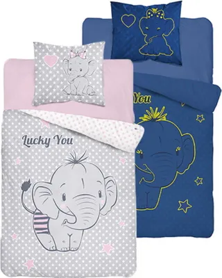 Obrázok produktu pre Svietiace bavlnené posteľné prádlo 160x200 Fluo Elephant