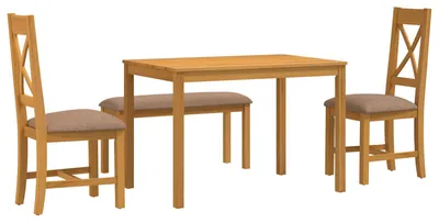 Immagine prodotto di vidaXL Set da pranzo, 4 pezzi, grigio, legno massello di quercia