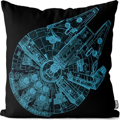Produktbild von VOID Millennium Falcon Top View Kissenbezug Kissenhülle Polyester wasserfest Outdoor Indoor falkon rasender falke