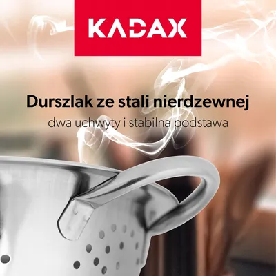 Produktbild von kadax Küchensieb Nudelsieb Durchschlag Edelstahl Silber Busca, 23cm Ø, 9.5cm H, mit 2 Griffen, 13cm Standfuß, 250x 4mm Sieblöcher, spülmaschinenfest & lebensmittelecht, zum Abseihen von Nudeln, Reis, Gemüse & Obst