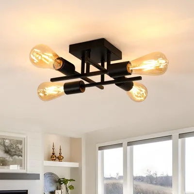 Produktbild von Comely Industrielle Sputnik Kronleuchter, Retro 4-Licht Deckenlampe E27