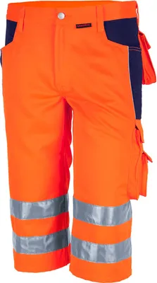 Produktbild von Qualitex kurze Arbeitshose - reflektierende PROfessionals Warnschutz-Shorts (faserverstätkt) - in Farbe: warnorange/marine - Herren: 56 - Damen: 50