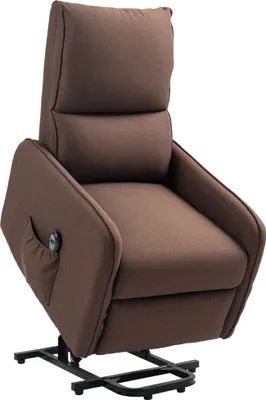 Produktbild von HOMCOM Relaxsessel mit elektrischer Hubfunktion 135°, elektrischer Relaxsessel in Leinenoptik mit Fernbedienung, Fußstütze und Seitentasche