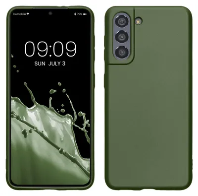 Produktbild von kwmobile Handyhülle für Samsung Galaxy S21 Hülle - Silikon Case metallisch schimmernd - Schutzhülle Cover - Metallic Tannengrün