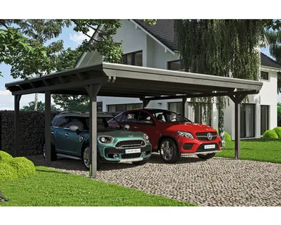 Produktbild von Doppelcarport SKAN HOLZ Emsland inkl. EPDM Folie, Pfostenanker 613 x 604 cm schiefer