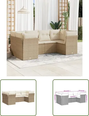 Produktbild von The Living Store 6-tlg. Garten-Sofagarnitur mit Kissen Beige Poly Rattan