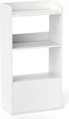 Immagine prodotto di Libreria con cassetto, mobile contenitore con 3 ripiani aperti, cassetto con guide in metallo, protezione antiribaltamento, scaffale in piedi per il soggiorno, bianco