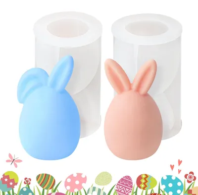 2er Set Silikonform Osterhase, 3D Kerzenform, Seifenform, DIY